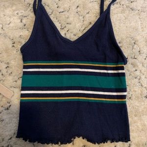 pacsun navy striped lettuce edge tank top